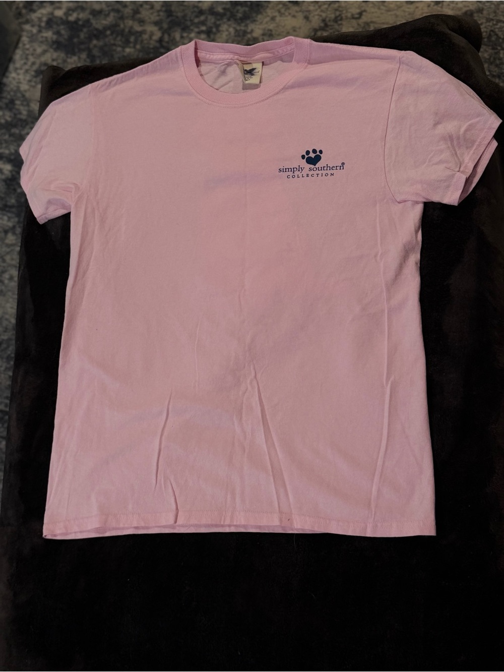 Simply Southern Pink Tee with Navy Paw Logo